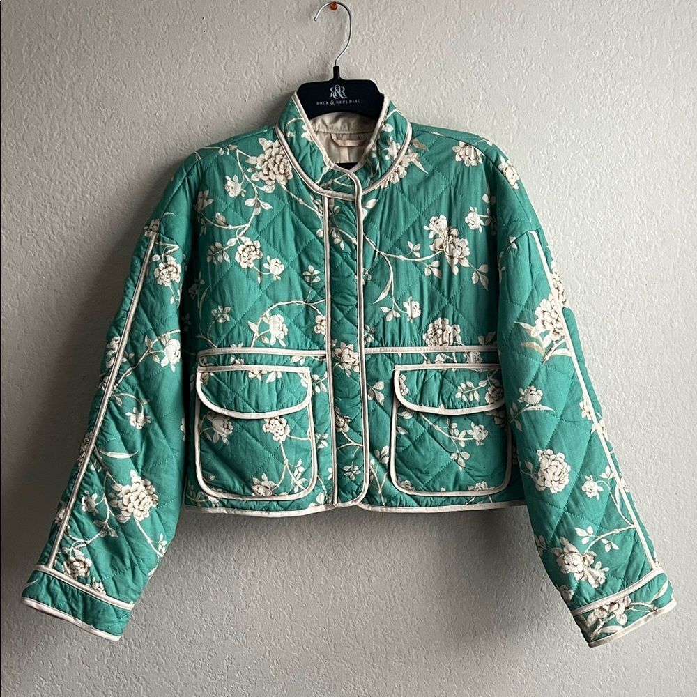Like New! 7 For All Mankind Floral Quilted Jacket in Size M - Picture 2 of 16
